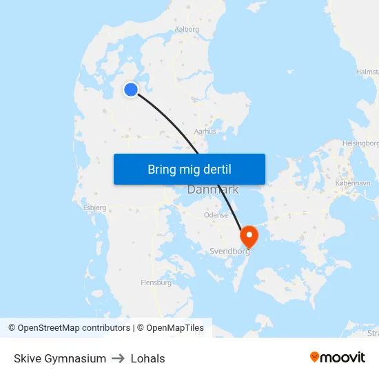 Skive Gymnasium to Lohals map
