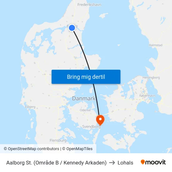 Aalborg St. (Område B / Kennedy Arkaden) to Lohals map