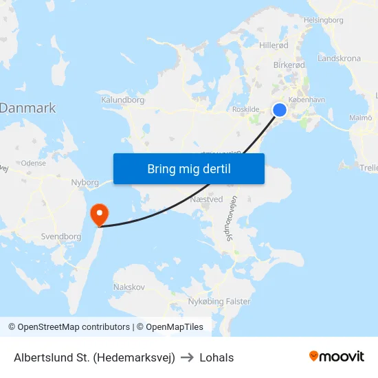 Albertslund St. (Hedemarksvej) to Lohals map