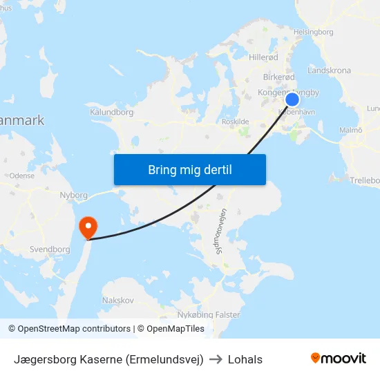 Jægersborg Kaserne (Ermelundsvej) to Lohals map