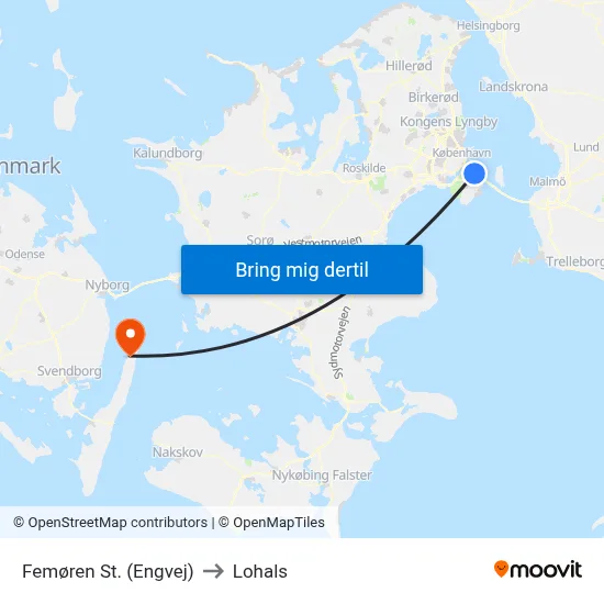 Femøren St. (Engvej) to Lohals map