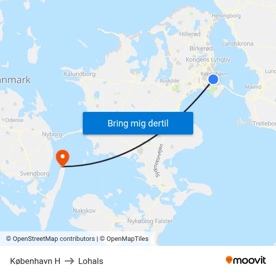 København H to Lohals map