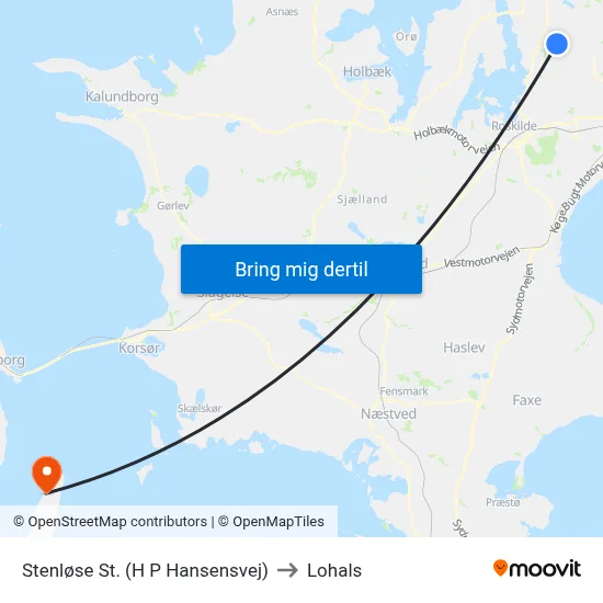 Stenløse St. (H P Hansensvej) to Lohals map