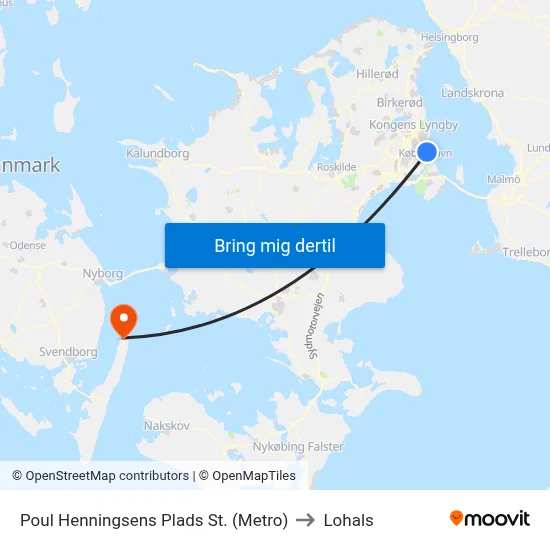Poul Henningsens Plads St. (Metro) to Lohals map