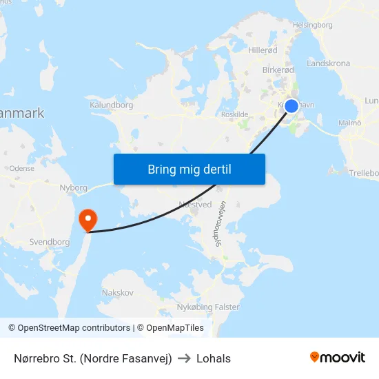 Nørrebro St. (Nordre Fasanvej) to Lohals map