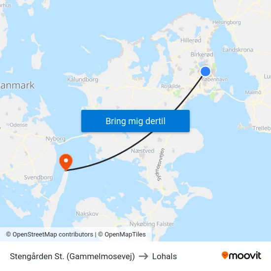 Stengården St. (Gammelmosevej) to Lohals map