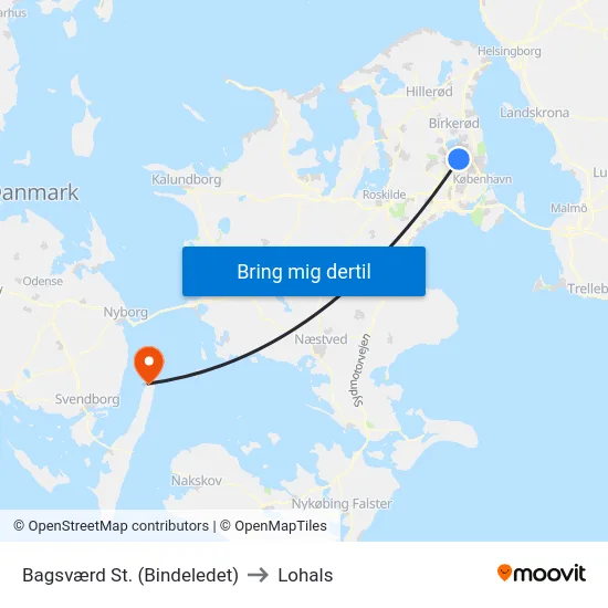 Bagsværd St. (Bindeledet) to Lohals map
