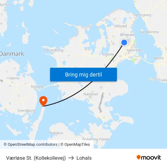 Værløse St. (Kollekollevej) to Lohals map