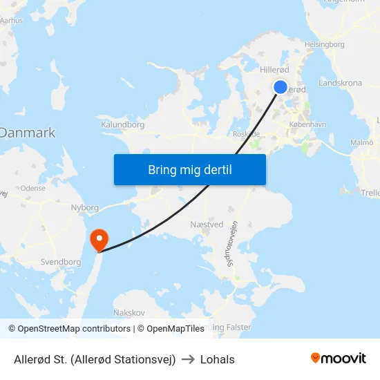 Allerød St. (Allerød Stationsvej) to Lohals map