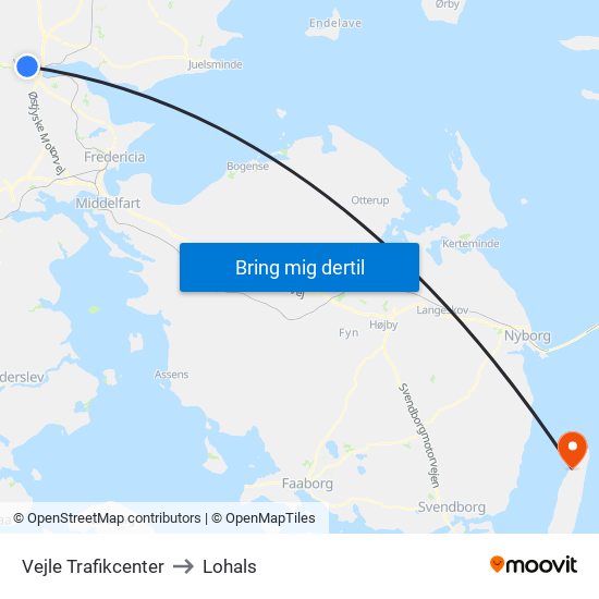 Vejle Trafikcenter to Lohals map