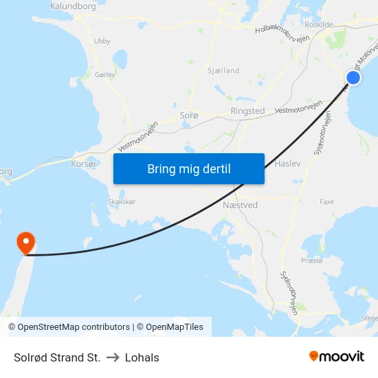 Solrød Strand St. to Lohals map