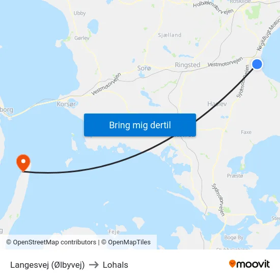 Langesvej (Ølbyvej) to Lohals map