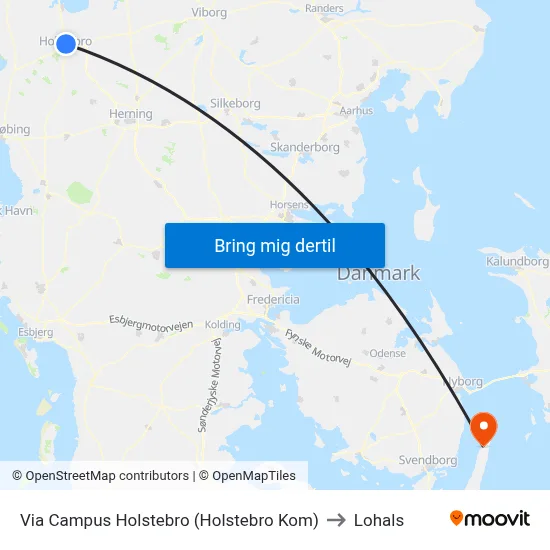 Via Campus Holstebro (Holstebro Kom) to Lohals map