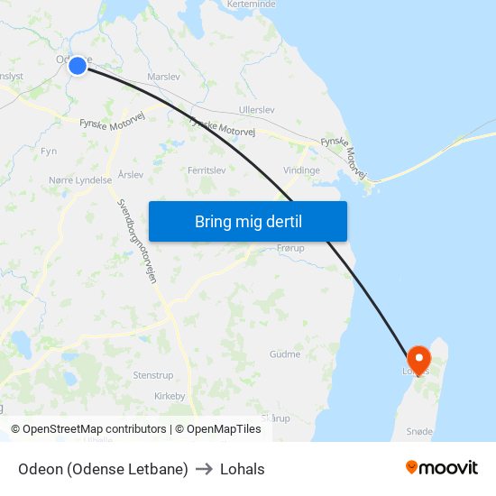 Odeon (Odense Letbane) to Lohals map