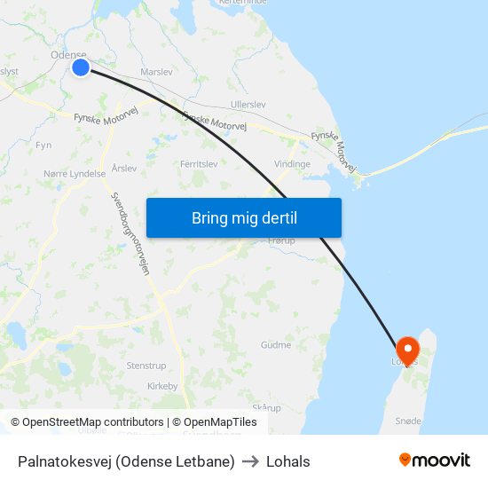 Palnatokesvej (Odense Letbane) to Lohals map