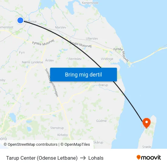Tarup Center (Odense Letbane) to Lohals map