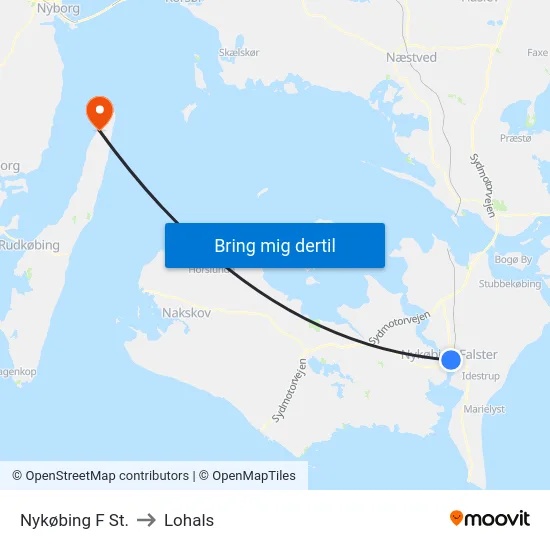 Nykøbing F St. to Lohals map
