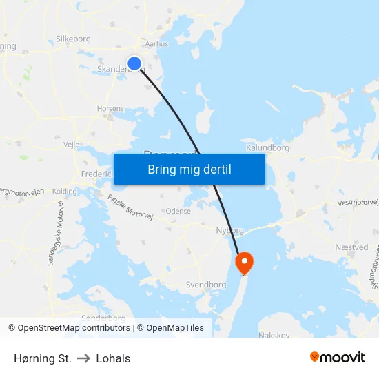 Hørning St. to Lohals map