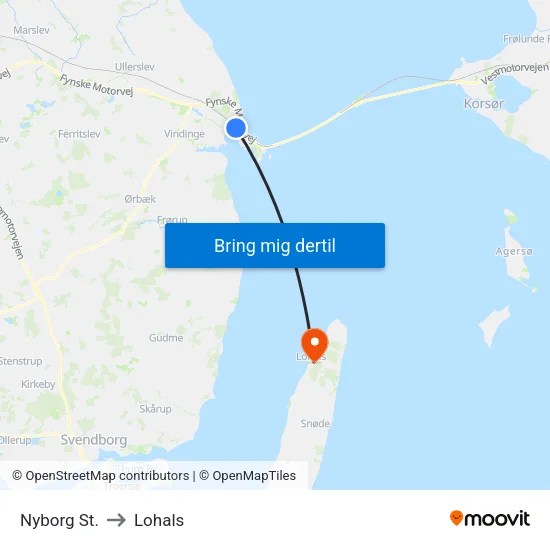 Nyborg St. to Lohals map