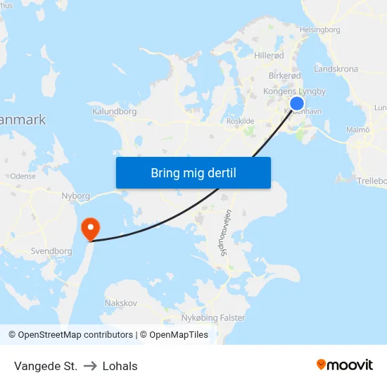 Vangede St. to Lohals map