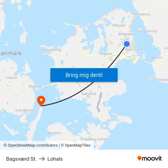Bagsværd St. to Lohals map