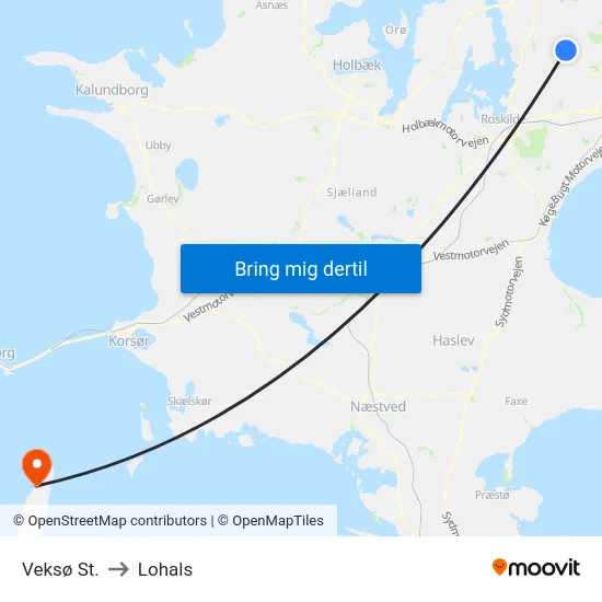 Veksø St. to Lohals map