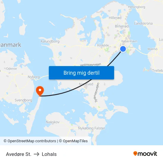 Avedøre St. to Lohals map