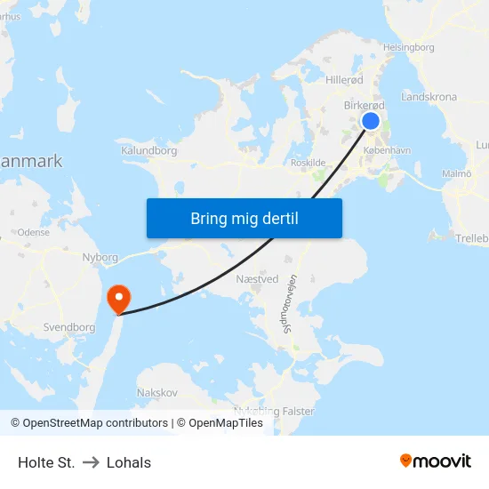 Holte St. to Lohals map
