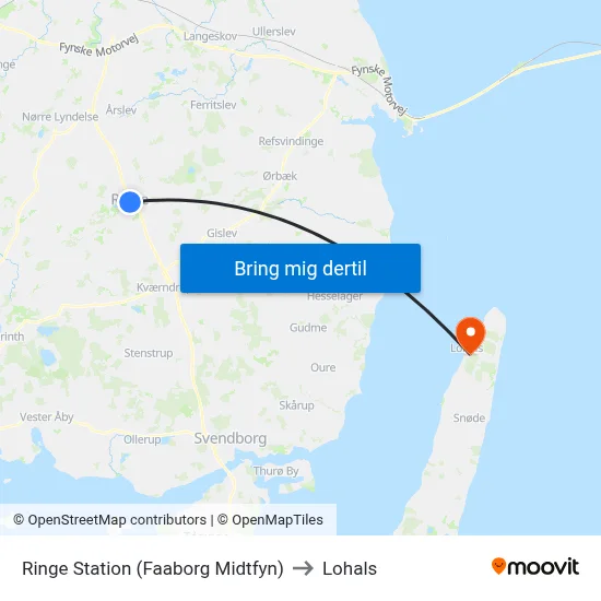 Ringe Station (Faaborg Midtfyn) to Lohals map