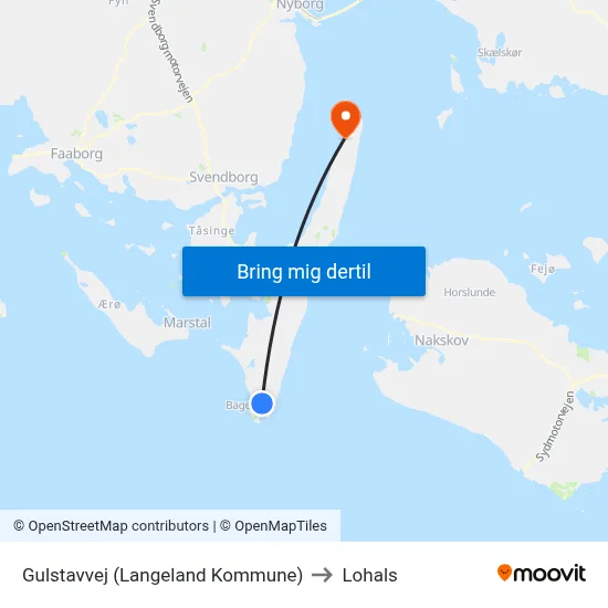 Gulstavvej (Langeland Kommune) to Lohals map