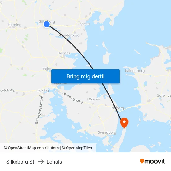 Silkeborg St. to Lohals map