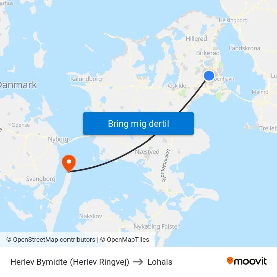 Herlev Bymidte (Herlev Ringvej) to Lohals map