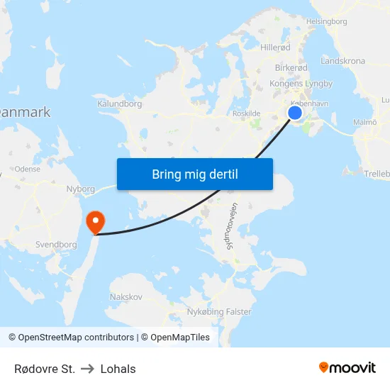 Rødovre St. to Lohals map