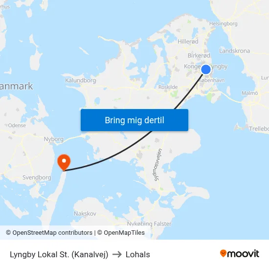 Lyngby Lokal St. (Kanalvej) to Lohals map