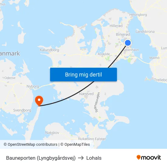 Bauneporten (Lyngbygårdsvej) to Lohals map
