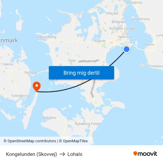 Kongelunden (Skovvej) to Lohals map
