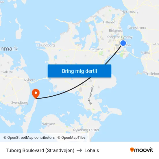 Tuborg Boulevard (Strandvejen) to Lohals map
