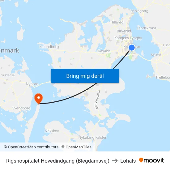 Rigshospitalet Hovedindgang (Blegdamsvej) to Lohals map