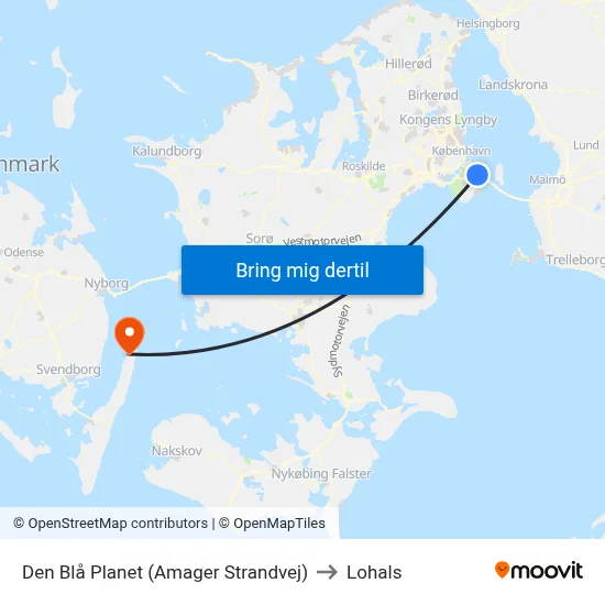 Den Blå Planet (Amager Strandvej) to Lohals map