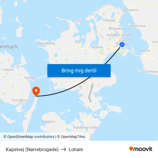 Kapelvej (Nørrebrogade) to Lohals map