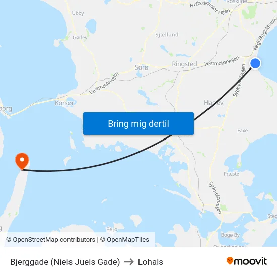 Bjerggade (Niels Juels Gade) to Lohals map