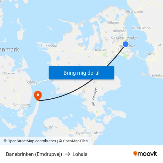 Banebrinken (Emdrupvej) to Lohals map