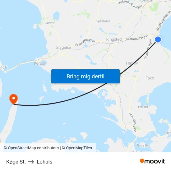 Køge St. to Lohals map