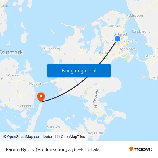 Farum Bytorv (Frederiksborgvej) to Lohals map