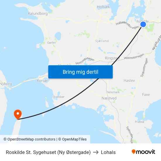 Roskilde St. Sygehuset (Ny Østergade) to Lohals map