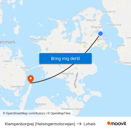 Klampenborgvej (Helsingørmotorvejen) to Lohals map