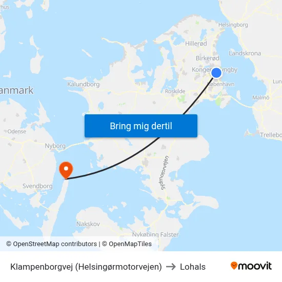 Klampenborgvej (Helsingørmotorvejen) to Lohals map