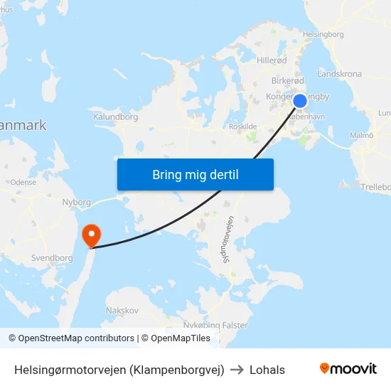 Helsingørmotorvejen (Klampenborgvej) to Lohals map