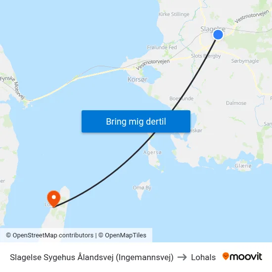 Slagelse Sygehus Ålandsvej (Ingemannsvej) to Lohals map