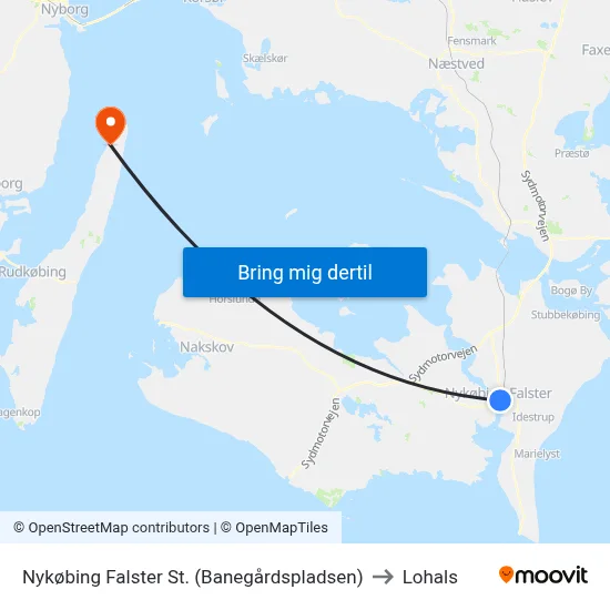 Nykøbing Falster St. (Banegårdspladsen) to Lohals map